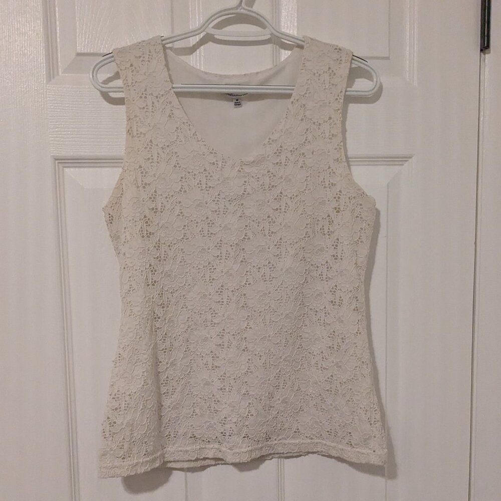 Croft & Barrow floral lace overlay sleeveless top size Medium